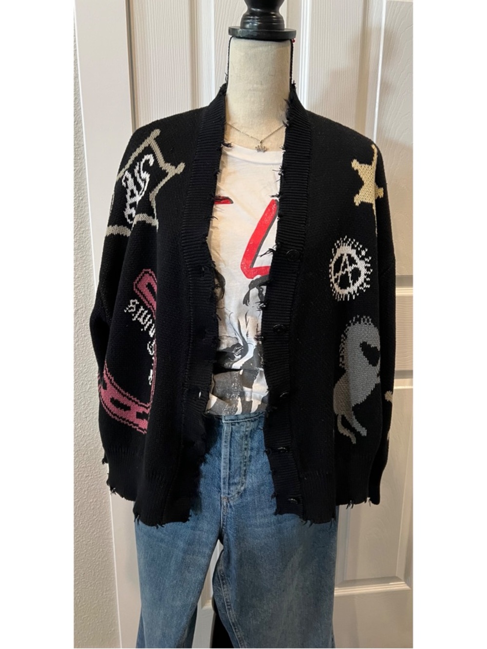 #1743 All Saints Hester Jacquard Cardigan Medium - Picture 5 of 9